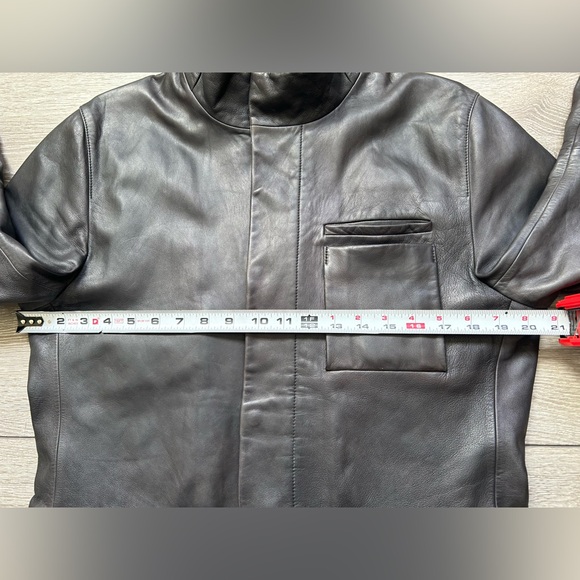 Hugo Boss Black Lambskin Leather Blazer Jacket Band Collar Medium 48 Vintage - Picture 6 of 16